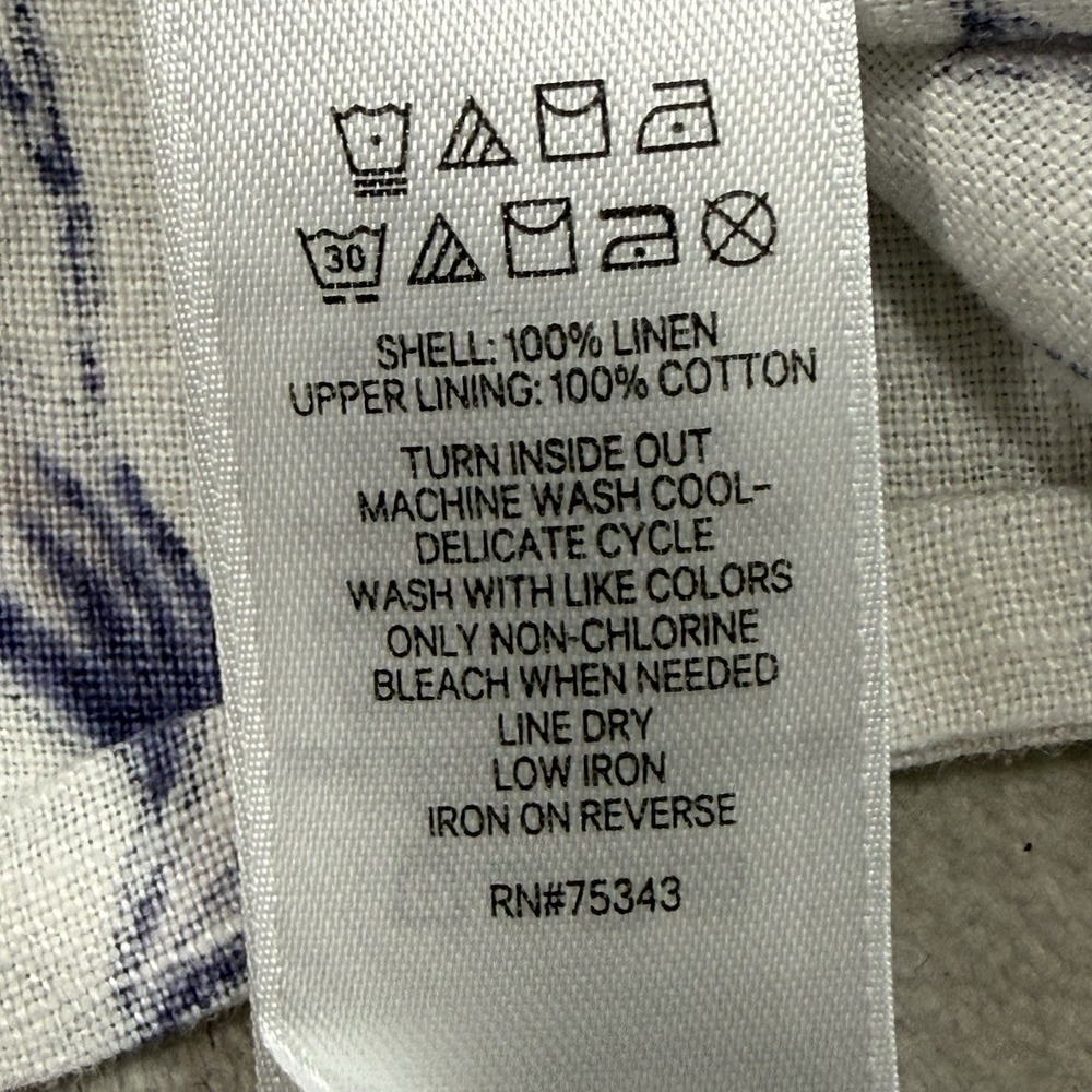Cynthia Rowley 100% Linen Floral Midi Dress Womens 6 White Blue Fit Flare Coasta - Picture 9 of 11